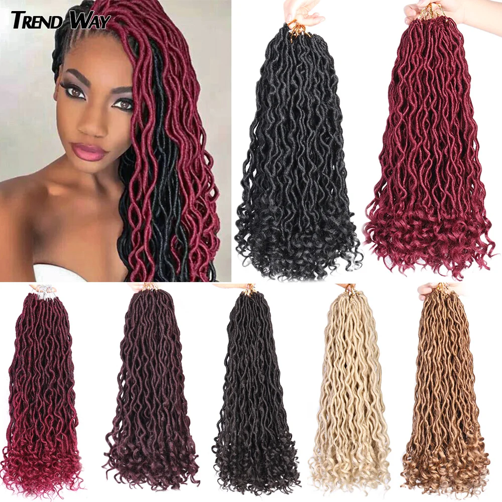 

20Inch Faux Locs Crochet Hair Synthetic Curly Dreadlocks Hair For Black Women Long Ombre Wave Braiding Hair Heat Extensions