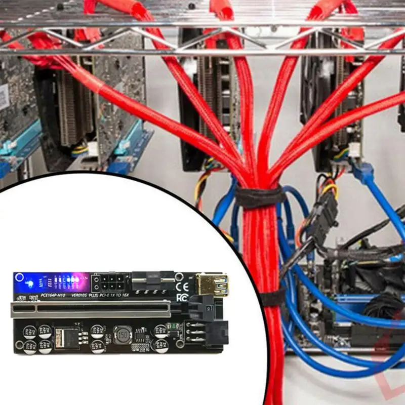 VER010 010S USB3.0 PCI-E Райзер VER 010 PLUS Экспресс 1X 4x8x 16x Pcie адаптер карта SATA 15 контактов на 6