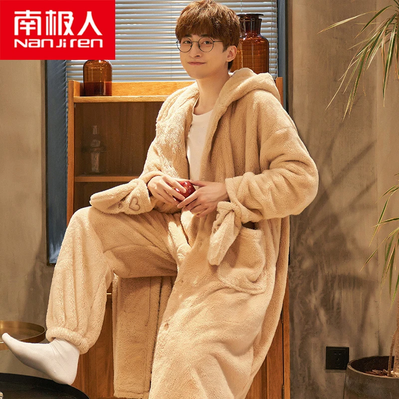 Fashion Men Japanese Pajamas Set Plus Size Flannel Couple Winter Sexy Sleepwear Matching Warm Pajamas Pijama Underwear Eg50sy