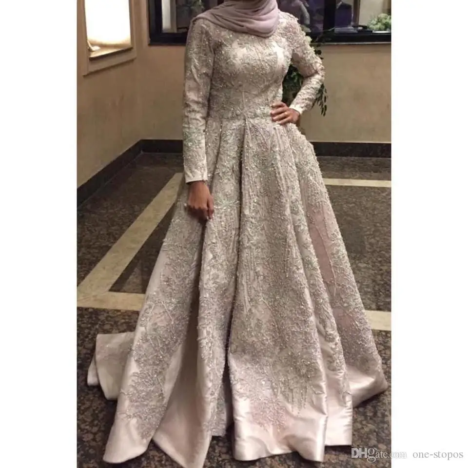 2019 арабское свадебное платье Aso Ebi с высоким воротом роскошное кружевное