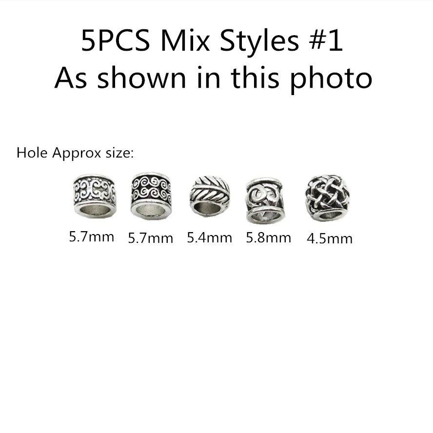 5 шт. античная серебряная оплетка для волос бусины дредов кольца бороды