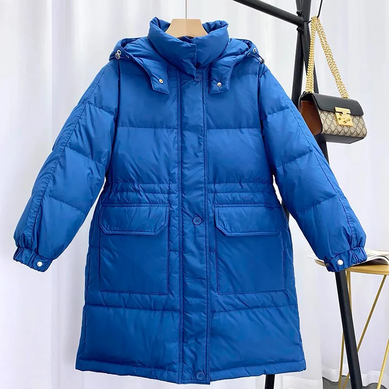 Fitaylor/зимняя женская куртка с капюшоном на 90% белом утином пуху теплое свободное