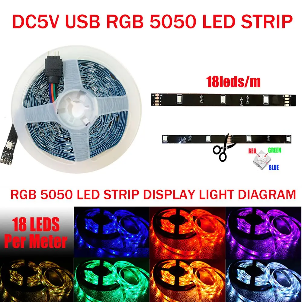 Светодиодная RGB лента с управлением через приложение по Bluetooth USB 3 клавиши гибкая