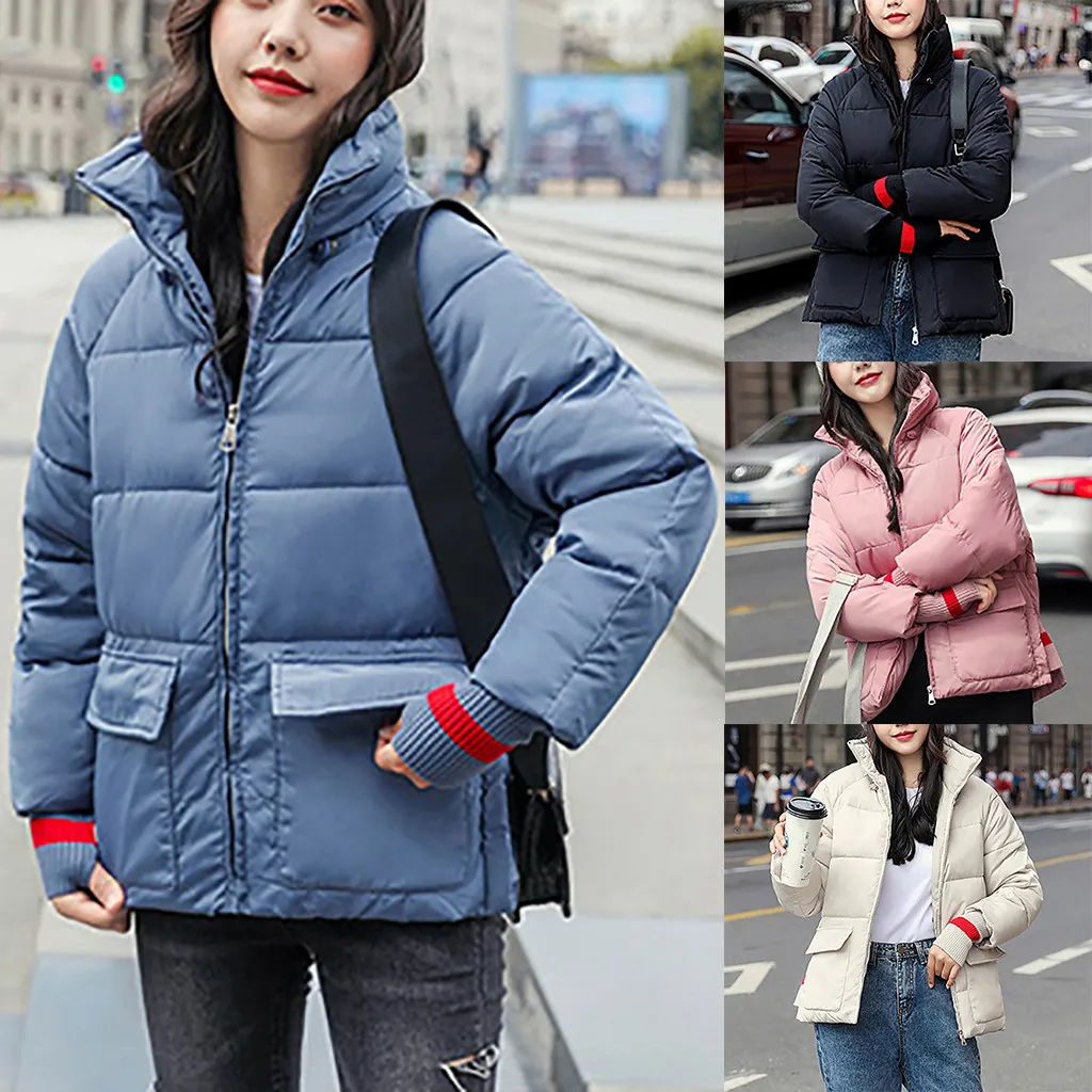 Женское короткое пальто с воротником стойкой JAYCOSIN теплое Свободное модель L401108