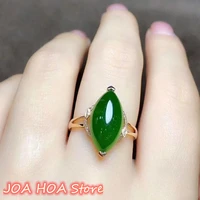 natural green jade pulp hand carved water drop fashion boutique jewelry womens 925 silver inlaid ring