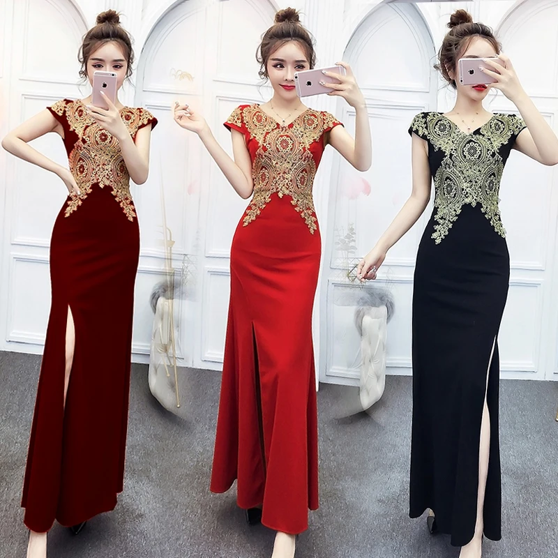Красные платья подружек невесты Русалка Элегантный Гость Свадебная вечеринка