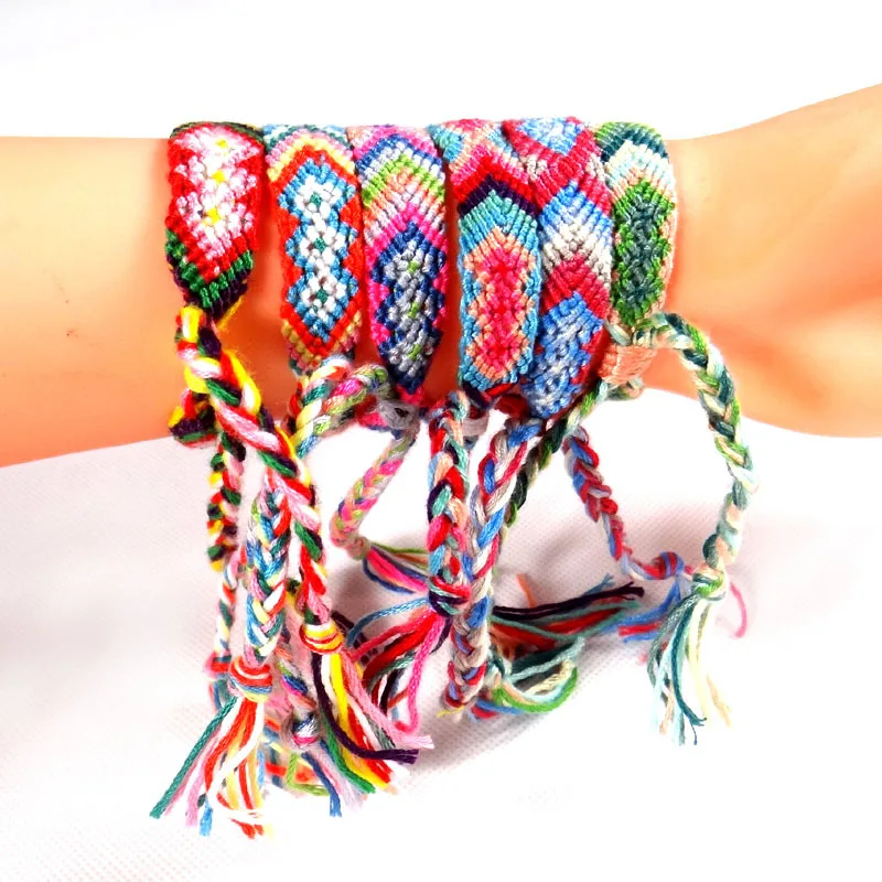

Friendship-Bracelets Bangles Jewelry Weave-Rope Bohemia Style Ethnic Handmade Cotton Gifts for Women