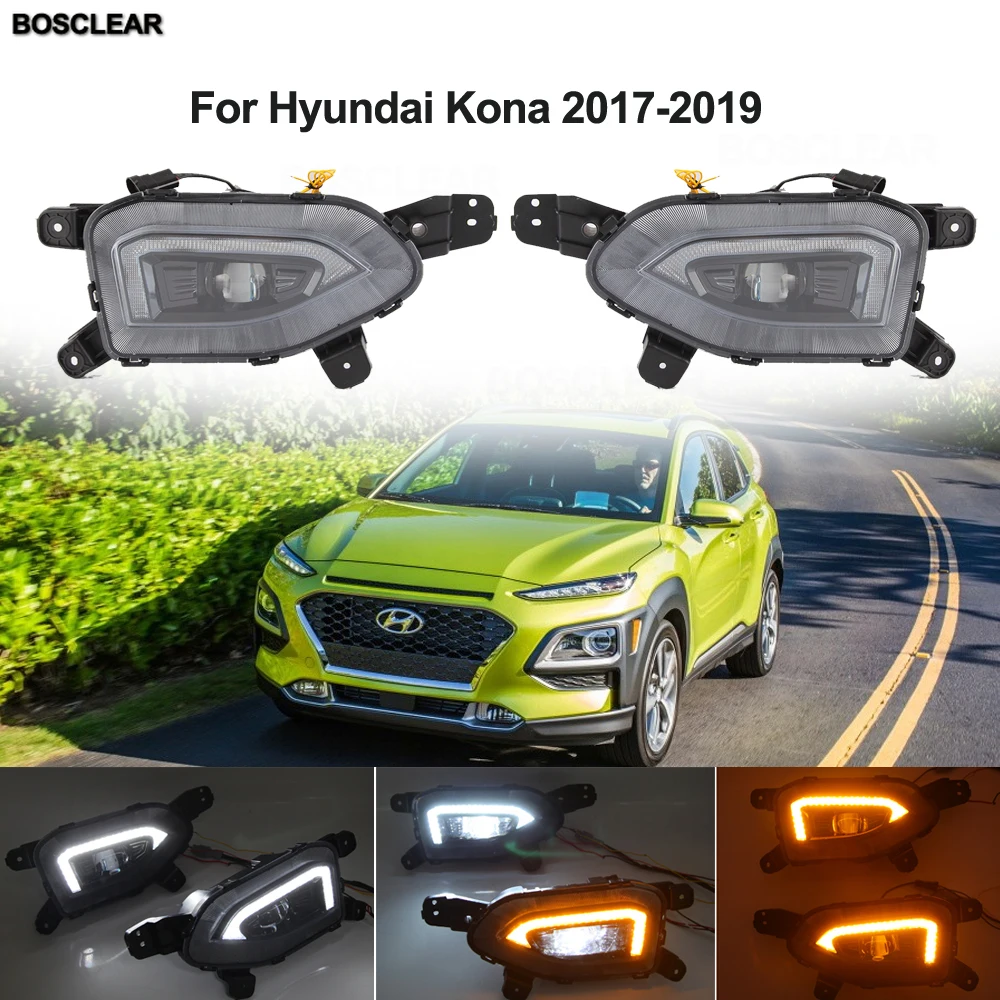 Дневные ходовые огни в автомобиле для Hyundai Kona 2017 2018 светодиодный светодиодные