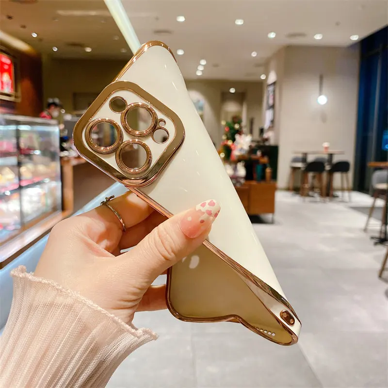 Роскошный квадратный позолоченный чехол для телефона iPhone 13 12 11 14Pro Max XS XR X 14 Plus 13Pro