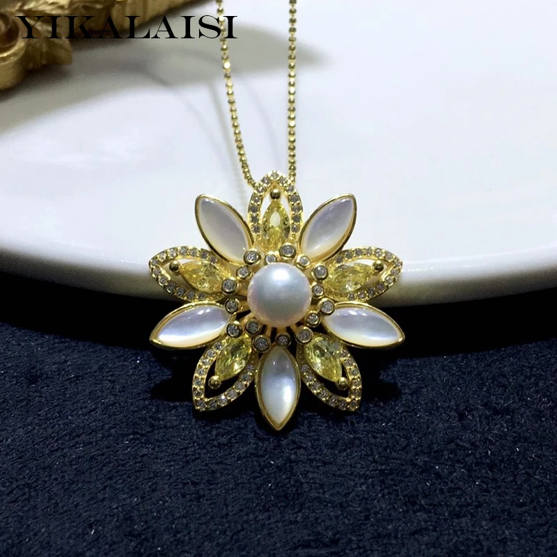 

YIKALAISI 925 Sterling Silver Necklaces Jewelry For Women 6-7mm Round Natural Freshwater Pearl Pendants 2020 Fine New Arrivals