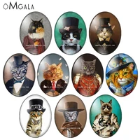 fashion steampunk cats warlord animals art paintings 13x18mm18x25mm30x40mm oval photo glass cabochon flat back making findings