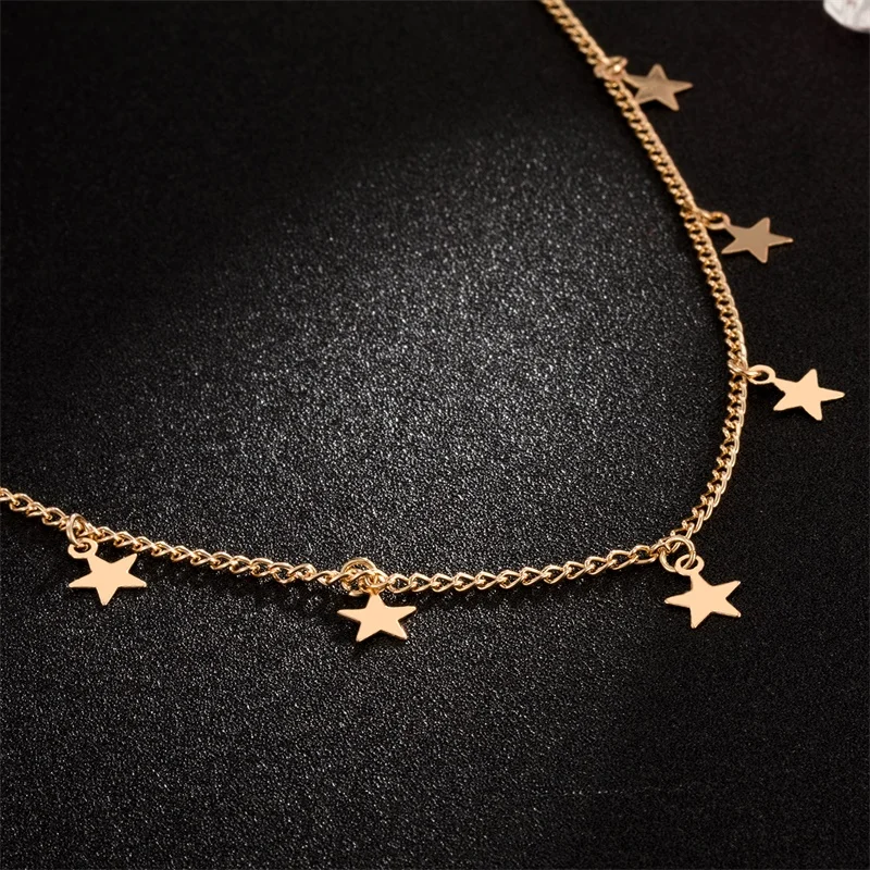 Fashion Gold Color Star Party Women's Pendant Necklace Female Choker Necklaces Jewelry Simple Ladies Gifts | Украшения и