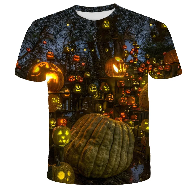 

2021 3D Cartoon Printed Halloween T-Shirt Kids Boys Girls Clothes Cool Summer Tops Short Sleeve T-Shirts 4T-14T