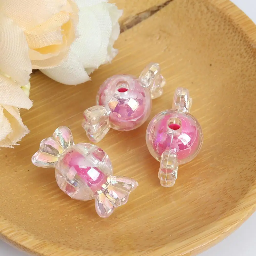 DoreenBeads Модные Акриловые Распорки бусины конфет Желтый AB Радужный цвет амулеты