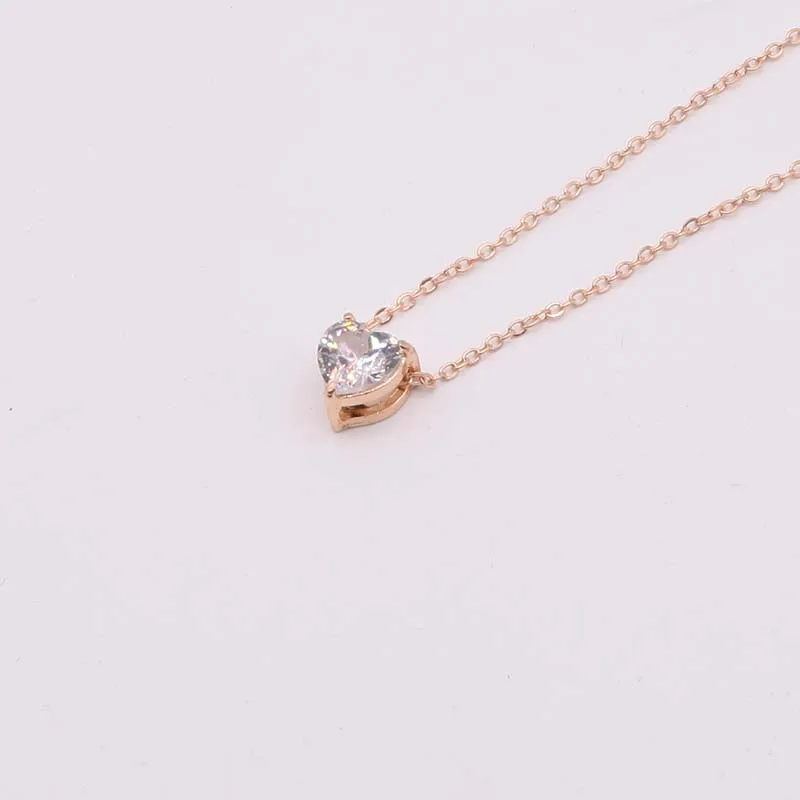 Золотистого цвета сверкающий циркон ожерелье сердце для женщин невидимая