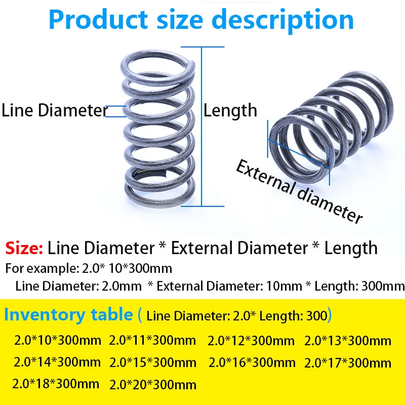 Compressed Long Spring Return Line Diameter 2.0mm External diameter 10-20mm Length 300mm Cash Sale Pressure | Обустройство дома