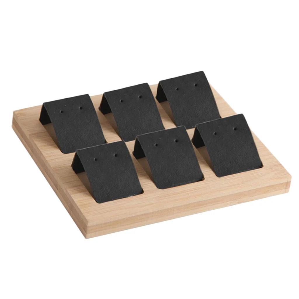 Бархатные/кожзам бамбуковые витрины для 6 пар сережек ювелирные аксессуары 3x5 12