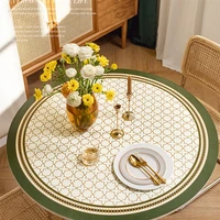 new leather round table mat retro customize leather round table tablecloth waterproof dining table protective cover placemat