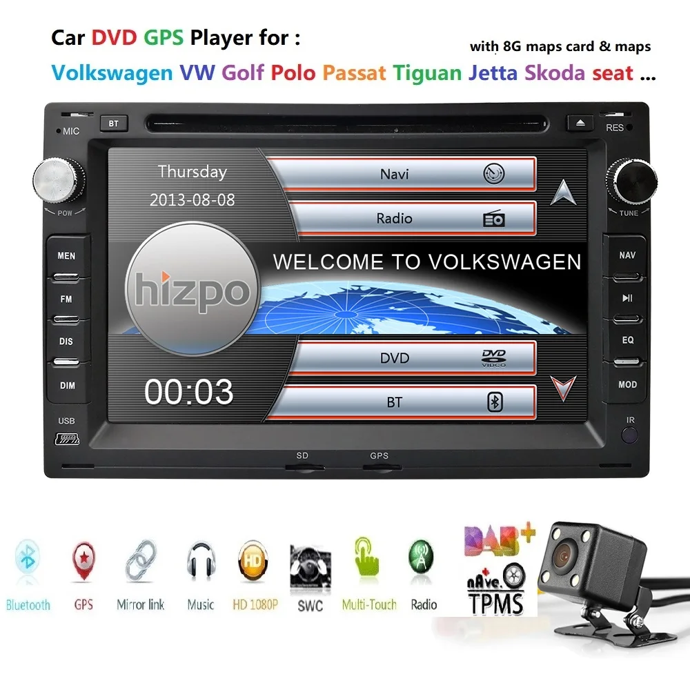 Бесплатная доставка 7 дюймовый 2din автомобильный DVD плеер GPS радио для старых VW PASSAT