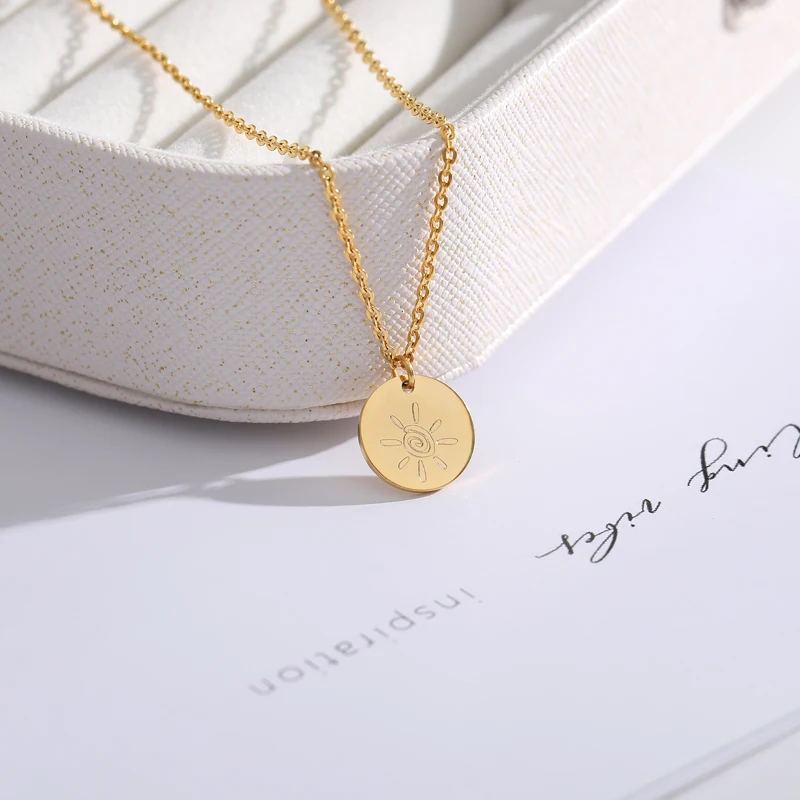 Геометрическая круглая подвеска из нержавеющей стали для женщин золотистое