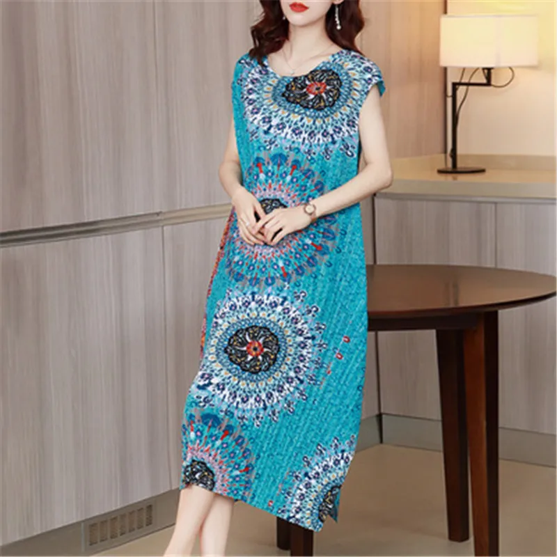 

2021 spring new women's Miyake pleated dress for age reduction and slimming design messy pleated dress irregular dress female