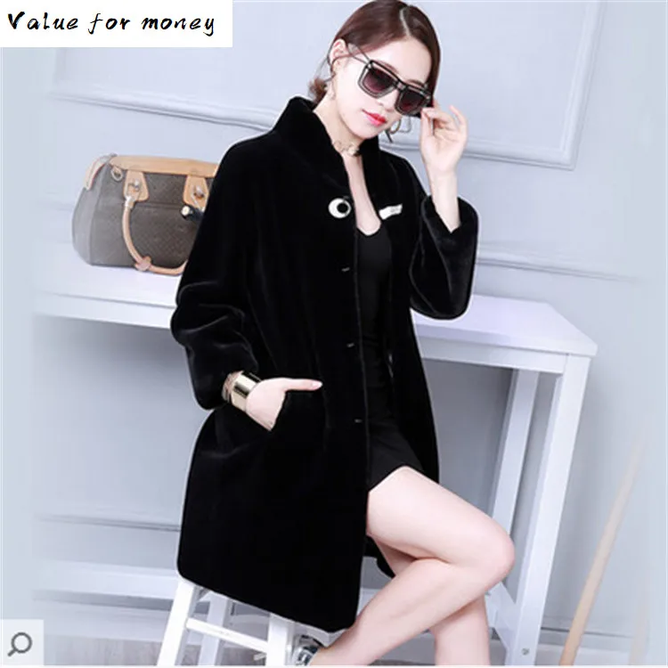 

Top Faux Women Loose Rabbit Fur Coat N51 high quality
