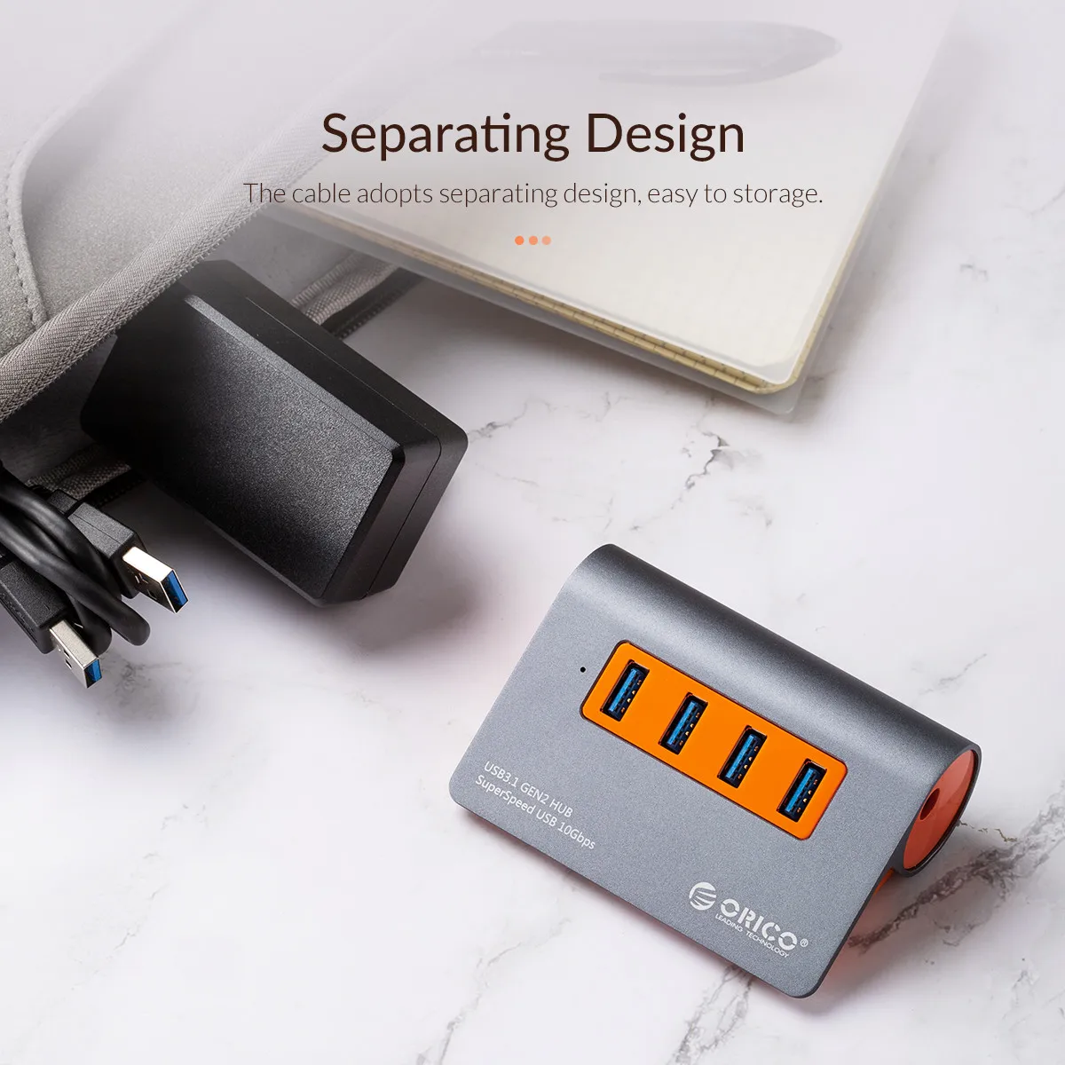 ORICO 4 порта USB3.1 Gen2 концентратор USB C Gen2 алюминиевый концентратор 10 Гбит/с SuperSpeed с 12 В адаптер питания для Mac Pro huawei samsung