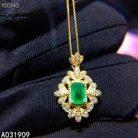 kjjeaxcmy boutique jewelry 925 sterling silver inlaid natural emerald pendant female supports detection classic