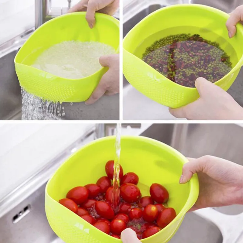 food grade plastic rice beans peas washing filter strainer basket sieve drainer cleaning gadget kitchen accessories free global shipping