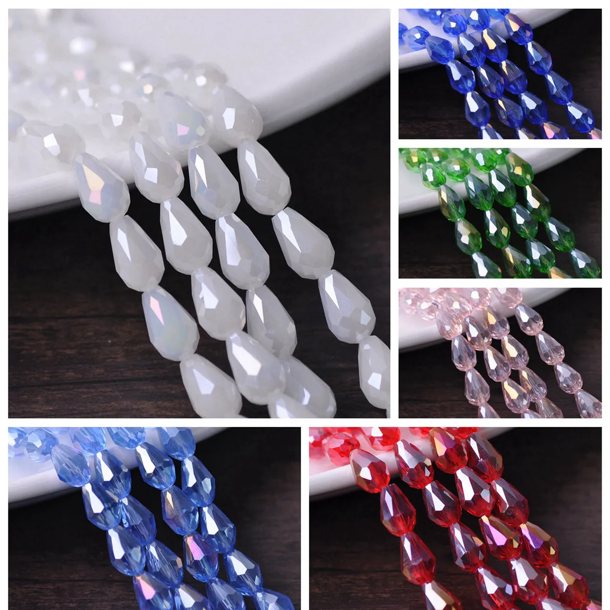 

Teardrop Pear Shape Faceted AB Plated Crystal Glass 5x3 7x5 12x8mm 15x10mm 18x12mm Loose Crafts Beads for Jewelry Making DIY