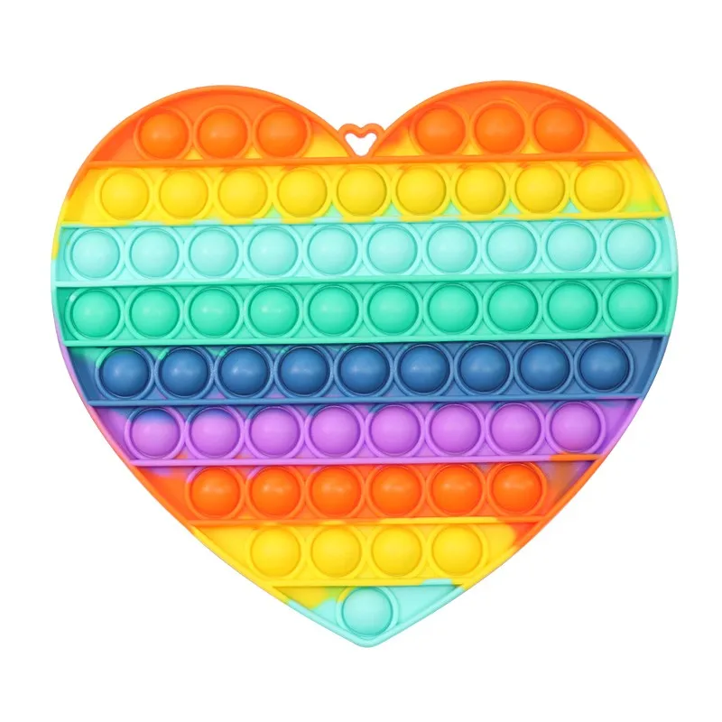 

Sensory Rainbow Love Bubble Desk Toy Adult Kids Anti Stress Push Pops Bubble Fidget Toy Squeeze Stress Reliever Hand Toys