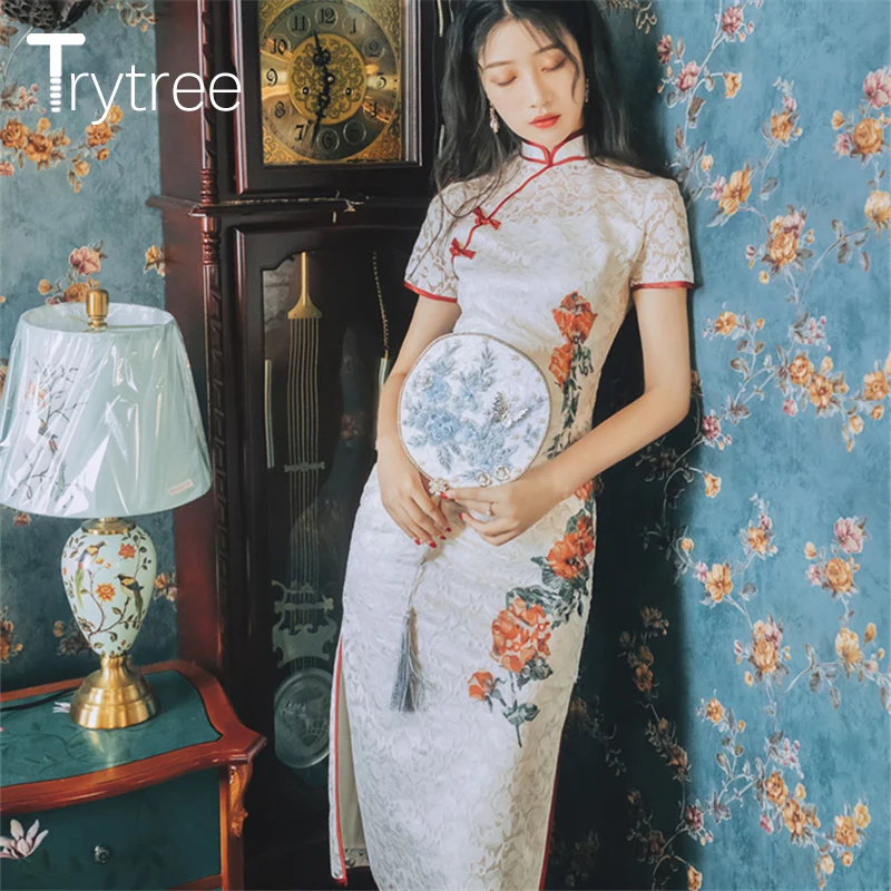 Trytree/осеннее женское платье повседневный кружевной воротник стойка принт футляр