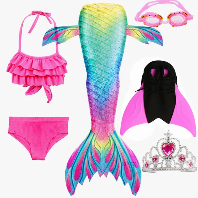 Новинка! Женский купальный костюм с хвостом русалки моноластами для детей летнее