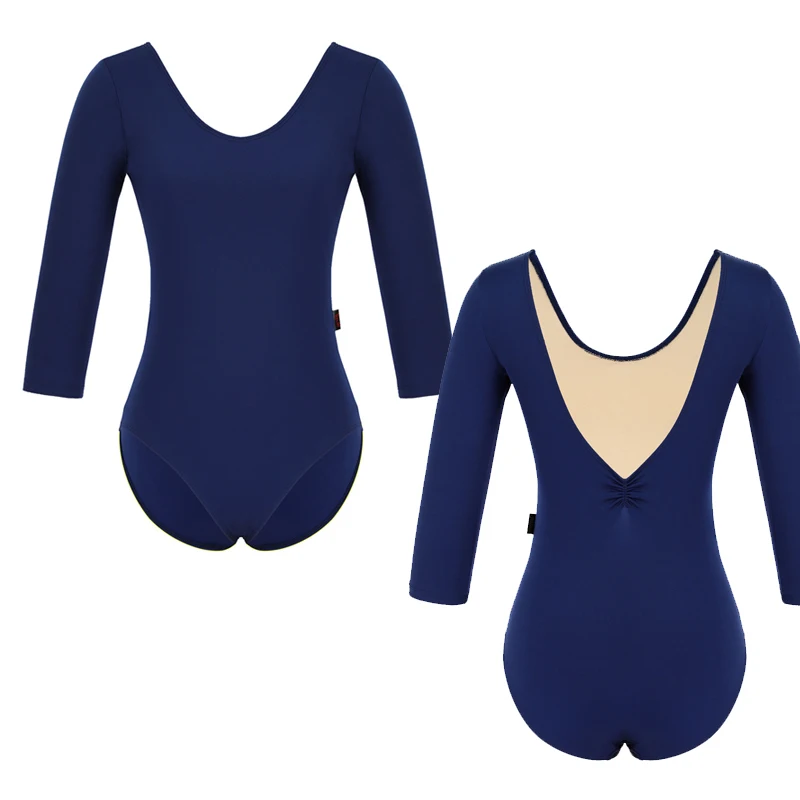 Женский эластичный однотонный купальник с длинным рукавом для балета взрослых