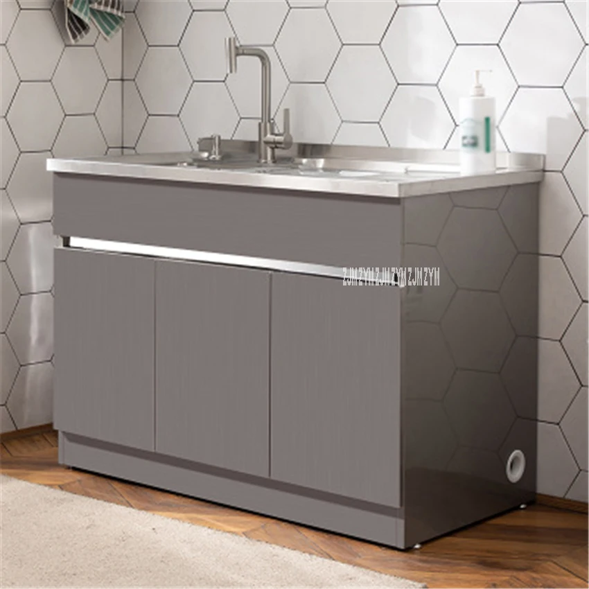 

G110/G120 Basin Combination Cabinet With Washboard Small Family Type Laundry Pool Balcony Bathroom Stainless Steel Cabinet