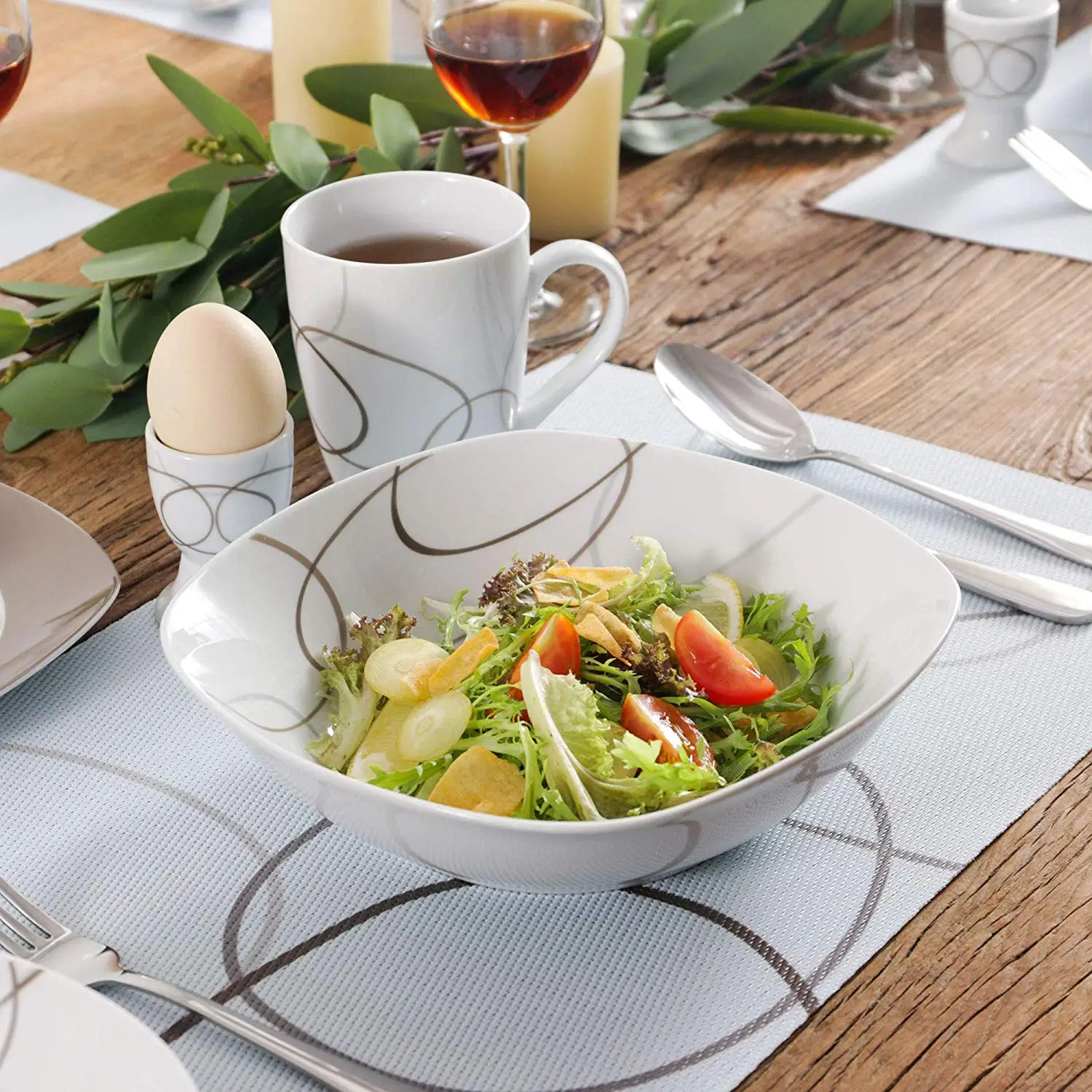 Фарфоровая посуда VEWEET NIKITA из 44 предметов набор обеденных тарелок с чашкой 8 * для