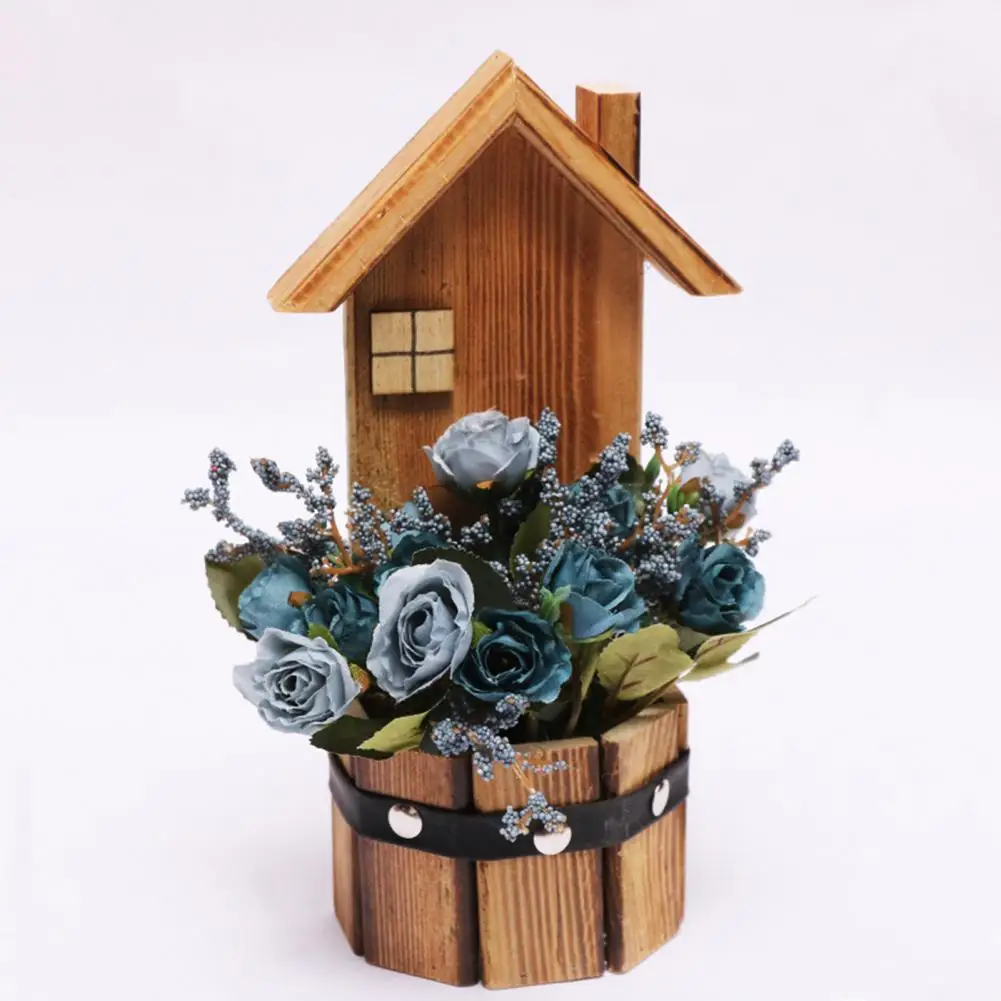 55% Прямая поставка! Деревянный дом имитация розы бонсай изысканный настенный