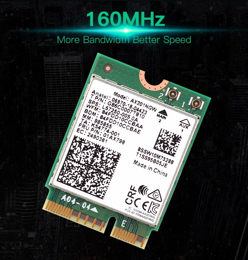 Wi-Fi6 Intel AX201 M.2 Key E CNVio2 Wi-Fi карта двухдиапазонный 5 1 Мбит/с беспроводной Bluetooth 2 4 802