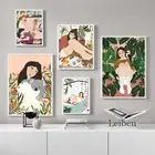 Постер с изображением девушки Ленивец в стиле минимализма, иллюстрация в скандинавском стиле, Современная Картина на холсте, домашний декор, фотография девушки на стене