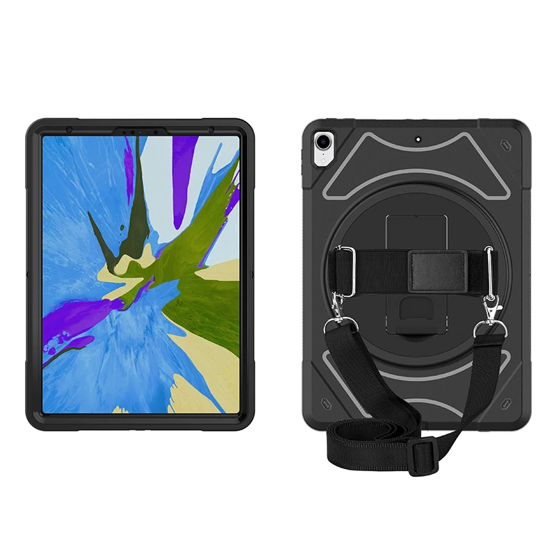 Чехол для iPad Pro 12,9 дюйма, чехол с держателем-карандашом, вращающаяся подставка, ручной плечевой ремень, противоударный защитный чехол MTL03 - Цвет: Black with strap