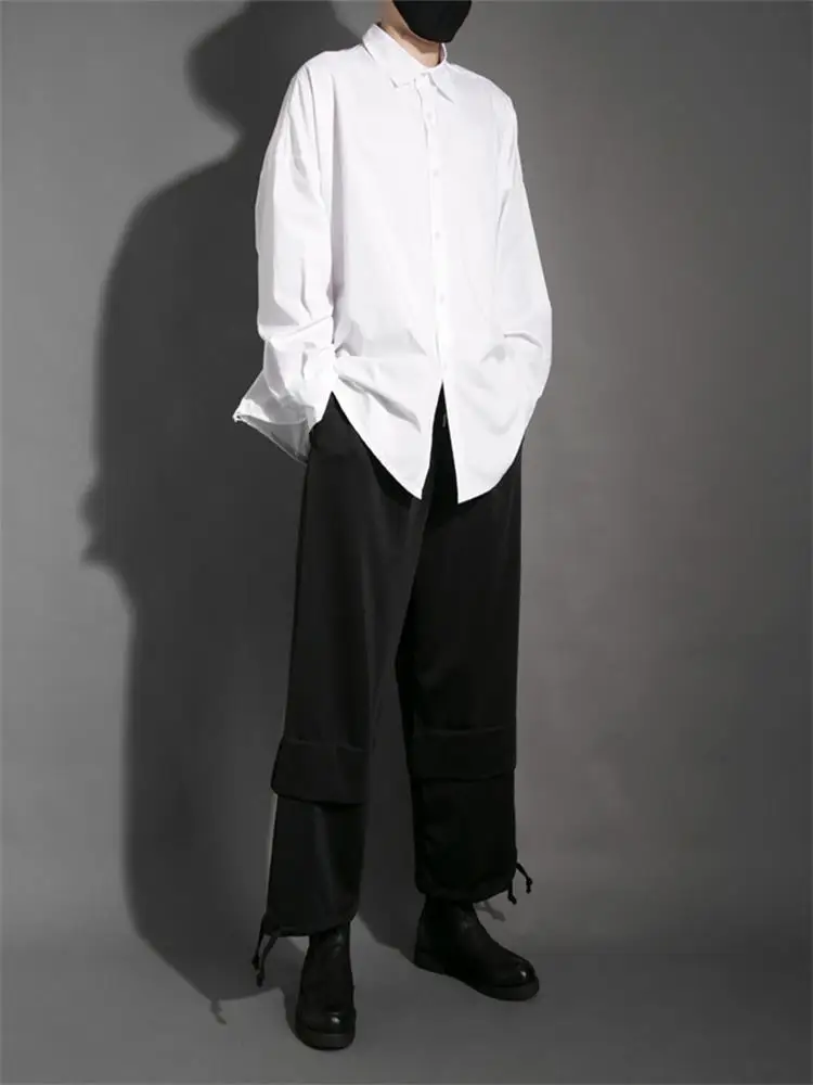 Men's Long Sleeve Shirt Spring And Autumn New Pure Color Classic Korean Boutique Daily Leisure Loose Large Shirt