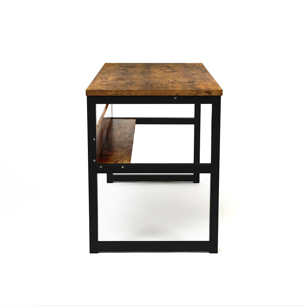 

Modern Home Office Computer Desk with Bookshelf Wood and Metal Frame Large Computer Writing Table