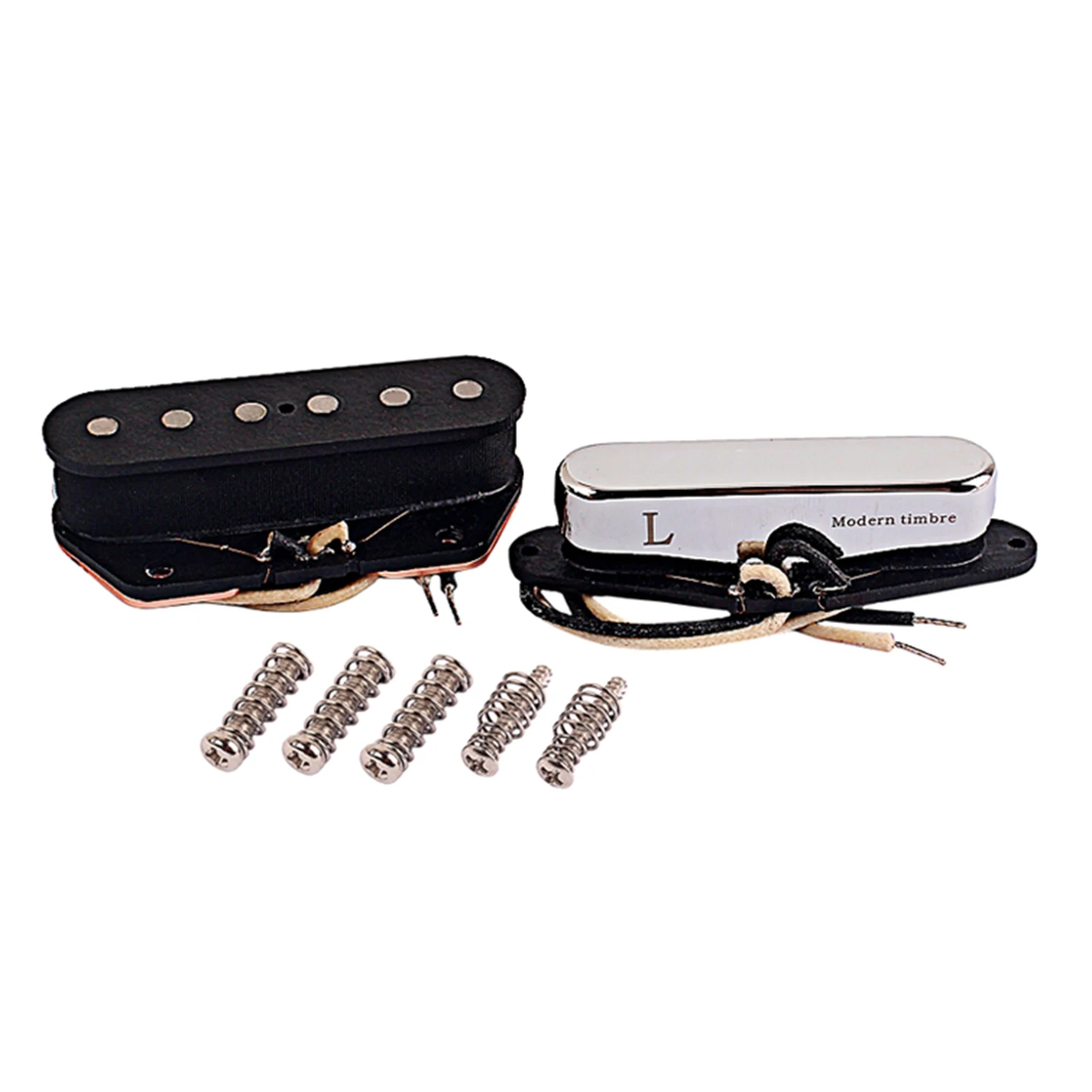 

Alnico 5 Neck and Bridge Pickups with Screws & Springs Voice Prewired Pickup Replacement Parts for TL Guitar