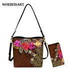 Женская сумка-ведро и кошелек, с цветочным принтом