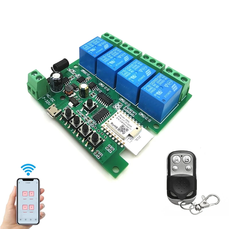 

4CH Zigbee Smart Light Switch Module DC 5-32V RF433 Receiver 10A Relays Work with Alexa Assistant,Tuya Smart Life