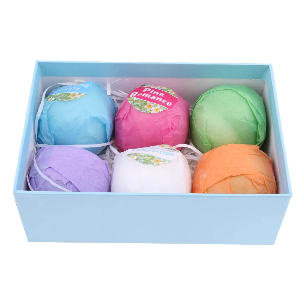 

6x Natural Bubble Salt Essential Oil Bath Bomb Balls Set for Women