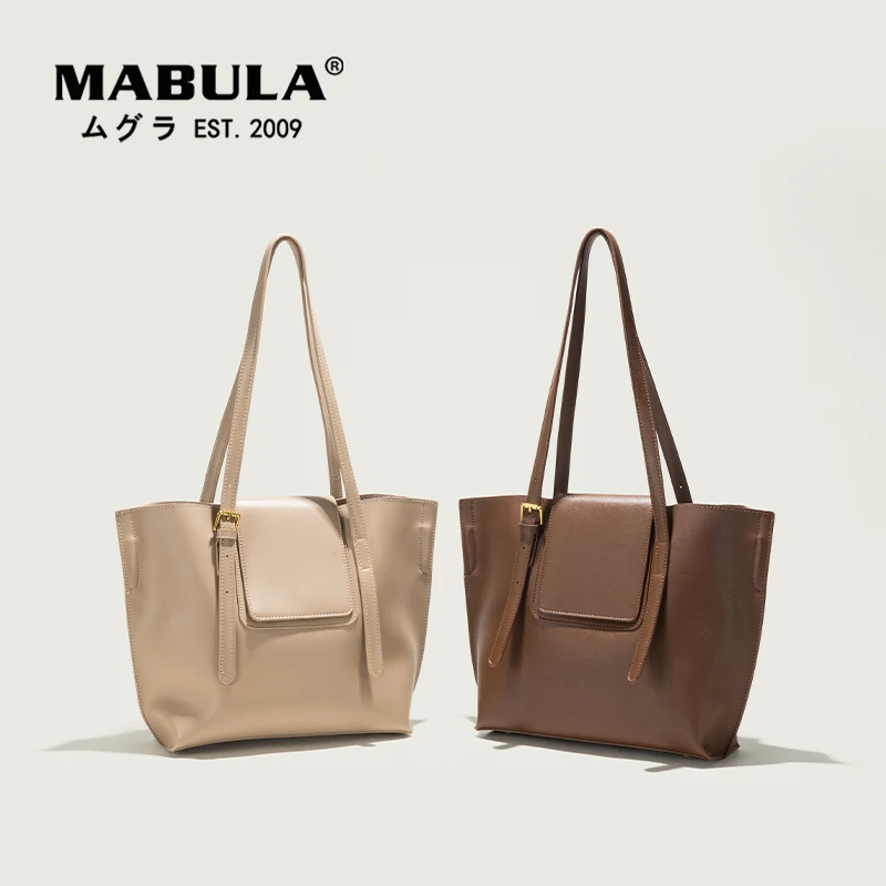 

MABULA Women 2021 High Quality Solid PU Shoulder Bags Lady Fashion Tote Handbag Female Large Capacity Waterproof Shopping Bag