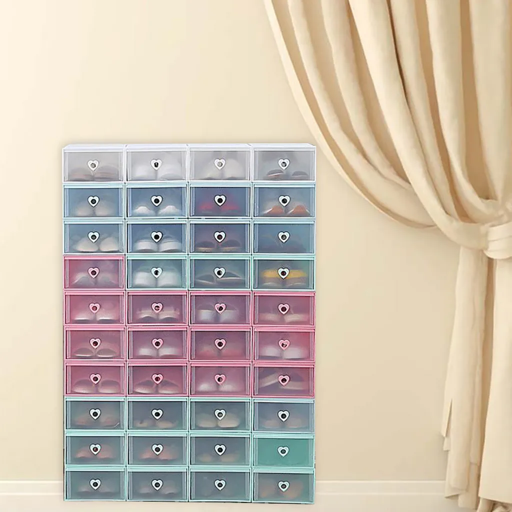 Складная коробка для хранения обуви пластиковый прозрачный чехол Штабелируемый