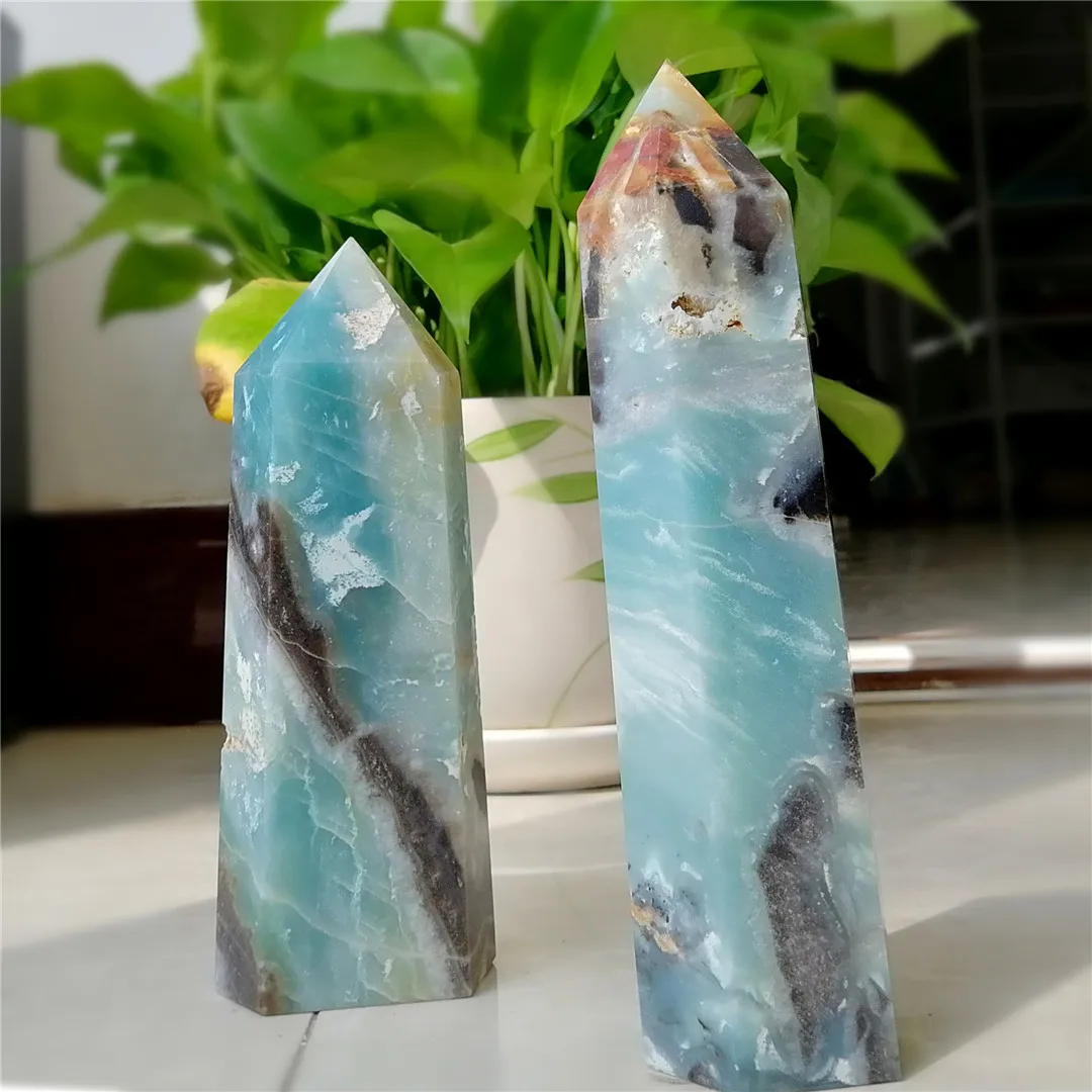 

160mm Large Natural Caribbean Calcite CrystalS And Stones Terminator Points Pillar Polished Healing from Chakra Tower 1pc