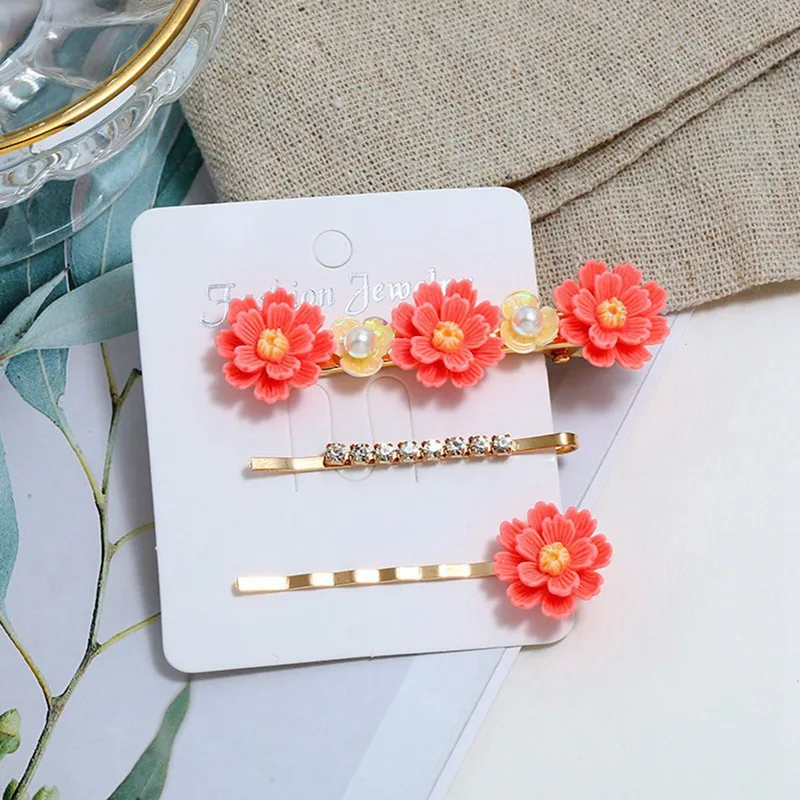 3 шт./компл. заколка для волос с цветком/заколка/палочка женщин со стразами